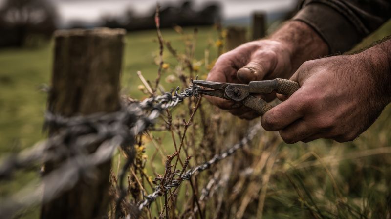 Barb Wire Fence Installation